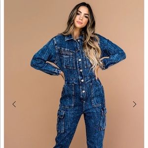 Acid Wash Denim Boiler Jumpsuit
